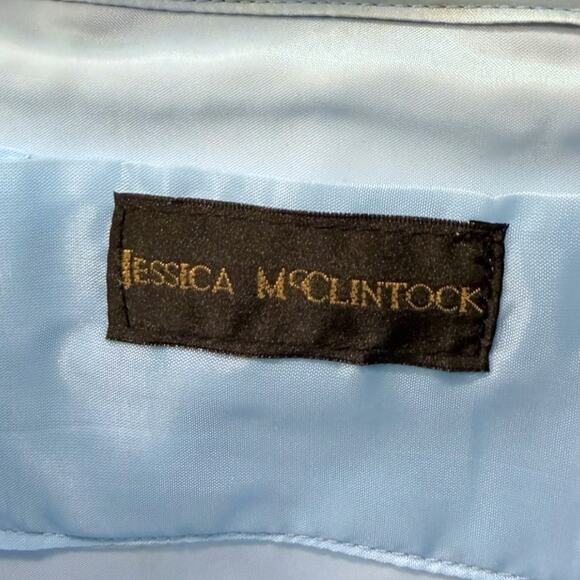 Jessica McClintock Ice Blue Metallic Faux Leather Evening Clutch Chain Y2K Prom - Picture 4 of 6